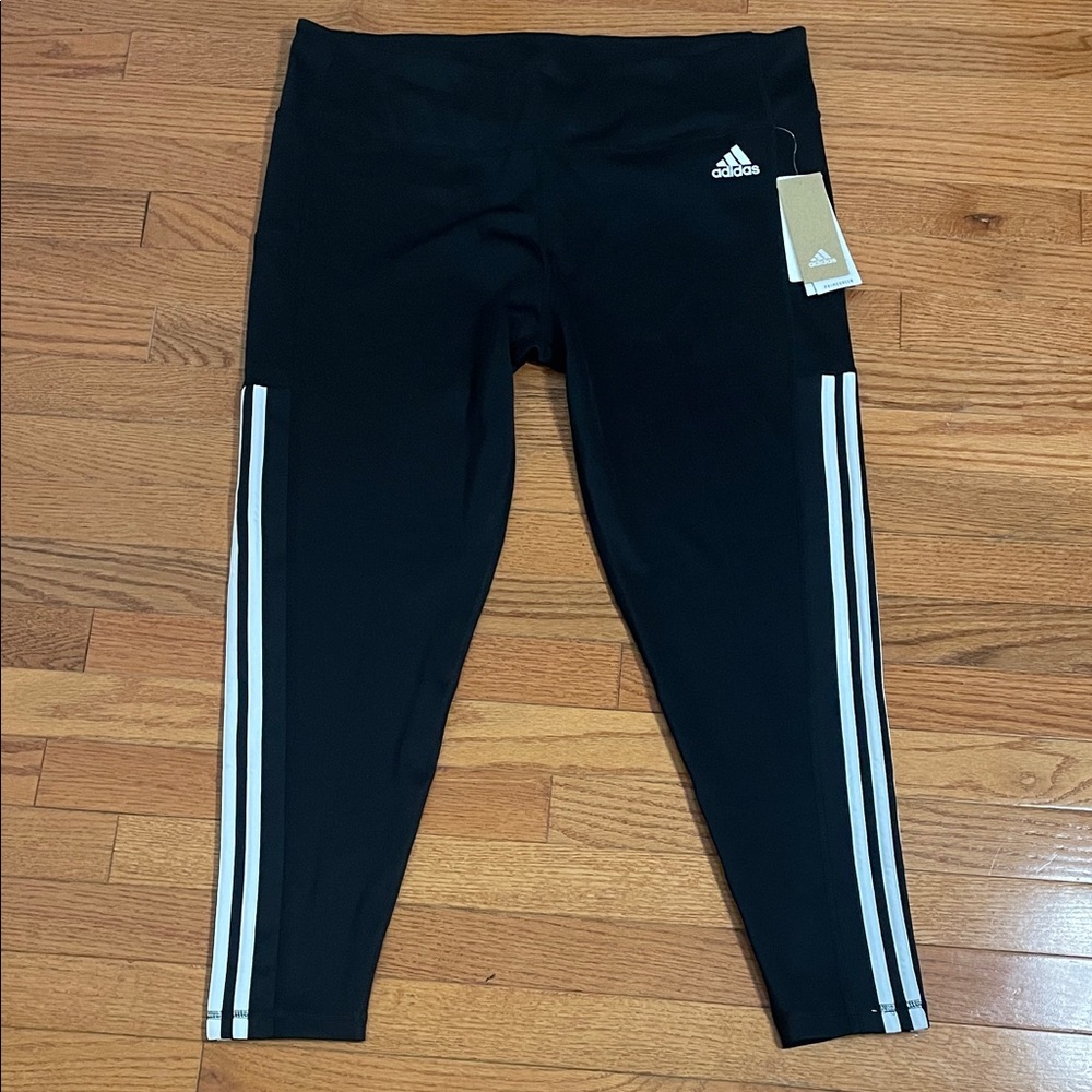 Adidas Kids Black Leggings with White Accents